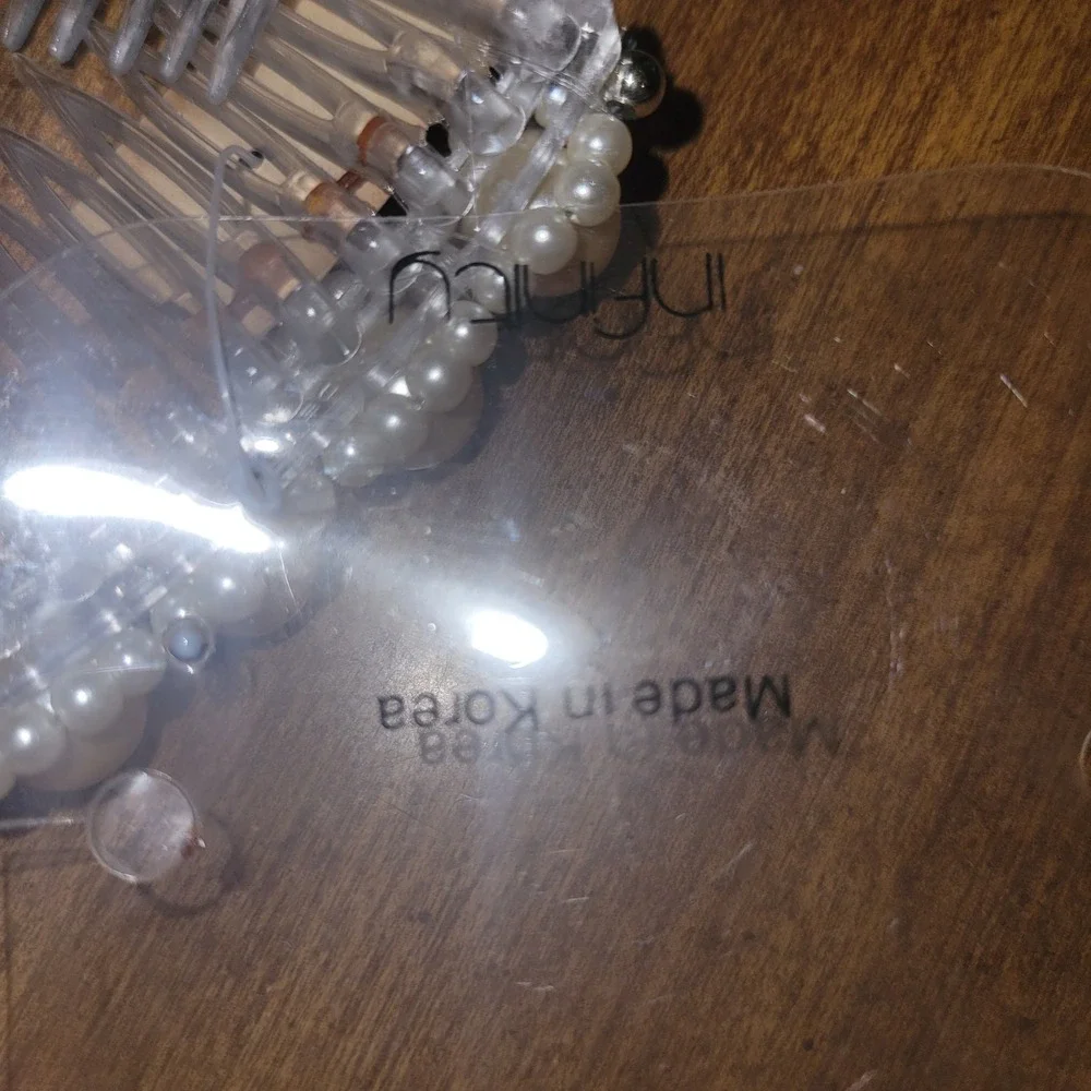 Vintage Faux Pearl Hair Comb Set Clear Plastic Bridal‎ Wedding Hair...